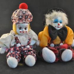 2 clownspoppetjes 21 cm