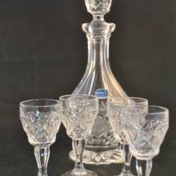 Karaf met 4 glazen, Boheems kristal