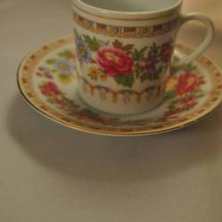 Kop en schotel, rozendecor, made in China