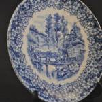 1 blauw bordje "Rustique" van Petrus Regout, 15,5 cm