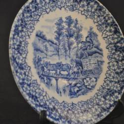 1 blauw bordje "Rustique" van Petrus Regout, 15,5 cm