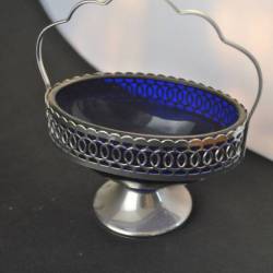 Suiker- of bonbonschaaltje, met blauw glas