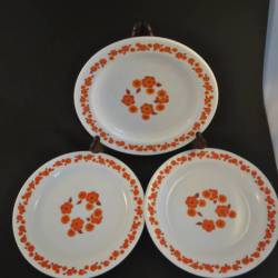 3 ontbijtbordjes, jaren'70