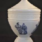 Wit potje met deksel, blauw decor