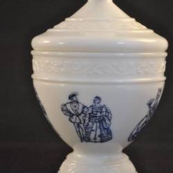 Wit potje met deksel, blauw decor