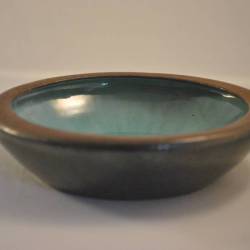 Art deco schaaltje (bruin en groen), Brouwers Aardewerk, 12 cm