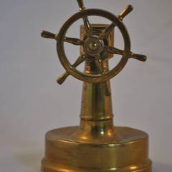 Koperen (miniatuur) stuurwiel, 12 cm, diam. 7,5 cm