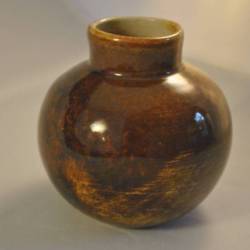 Keramiek potje,  bruin tinten geglazuurd, Zaalberg, 8 cm