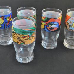 5 drinkglazen (decor: Corneille, 1983)
