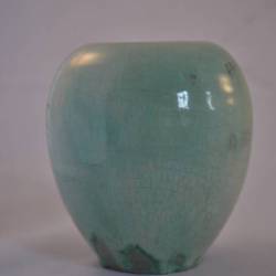Vaasje, turquoise, geglazuurd, 11 cm (Mobach Utrecht)