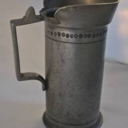 Tinnen maatbeker 1 liter, 20 cm, ( 1894, Amsing Groningen)